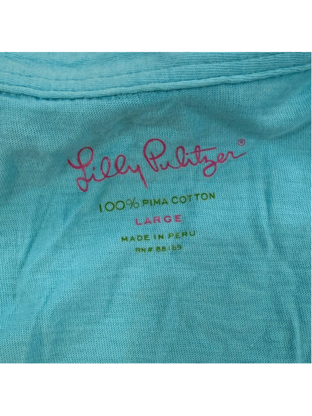 Lilly Pulitzer Aqua Blue Ruffle Neck Sleeveless Tank Top Women’s Large - Picture 3 of 5